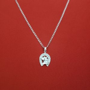 925 sterling silver horse charm with zirconia stones and 925 sterling silver cha
